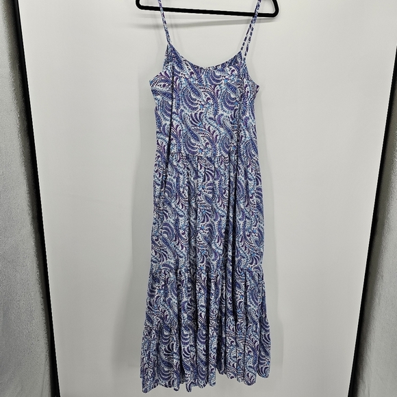 J.Crew Tiered cotton voile shift dress in purple paisley, women's large new! - Picture 6 of 8
